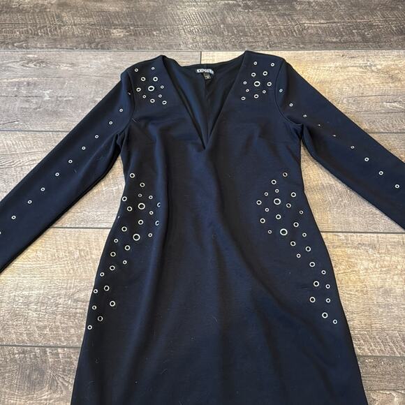 Express Women's Bodycon Grommet Mini Dress Black Size M - Picture 4 of 9